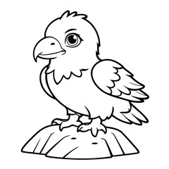 Simple vector illustration of Eagle drawing colouring activity