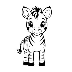 Cute vector illustration Zebra for kids colouring page
