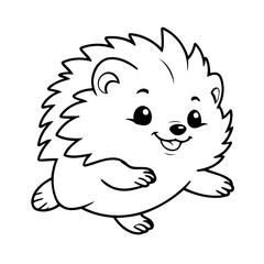 Vector illustration of a cute Hedgehog drawing for kids colouring page