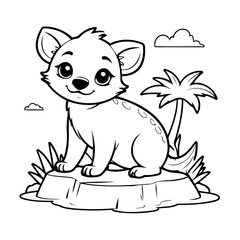 Simple vector illustration of Hyena colouring page for kids