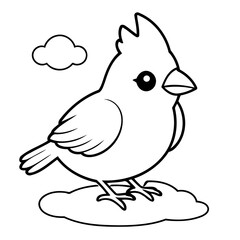 Vector illustration of a cute Cardinal doodle for children worksheet