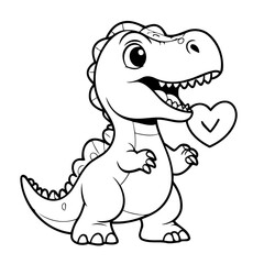 Cute vector illustration Tyrannosaurus drawing for toddlers coloring activity