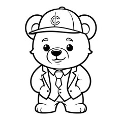 Vector illustration of a cute Bear drawing for kids page