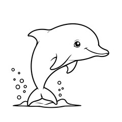 Cute vector illustration Dolphin for toddlers colouring page