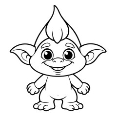 Cute vector illustration Troll doodle for toddlers coloring activity
