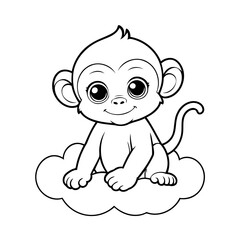 Cute vector illustration Monkey drawing for children page