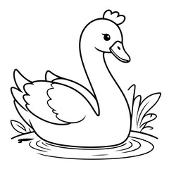 Cute vector illustration Swan for toddlers colouring page