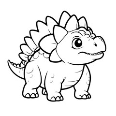 Vector illustration of a cute Ankylosaurus drawing for toddlers book