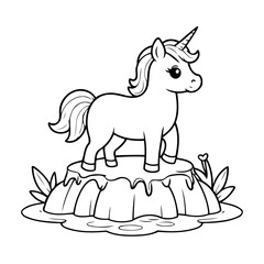 Cute vector illustration Unicorn drawing for children page