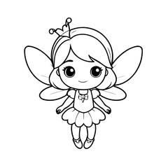 Cute vector illustration Fairy drawing for children page