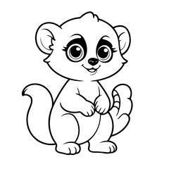 Simple vector illustration of Lemur for kids colouring worksheet