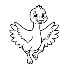 Simple vector illustration of Ostrich for toddlers colouring page