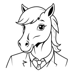 Vector illustration of a cute Horse doodle for toddlers coloring activity