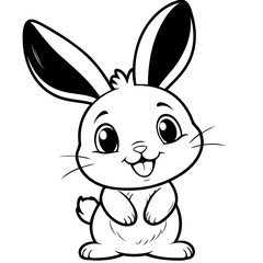 Simple vector illustration of Bunny for children colouring activity