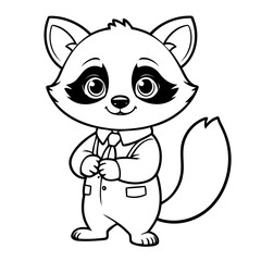 Cute vector illustration Raccoon drawing for kids page