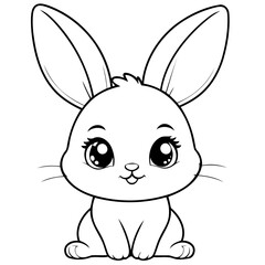 Simple vector illustration of Bunny drawing for kids colouring page