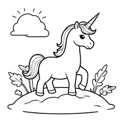Cute vector illustration Unicorn for kids coloring activity page