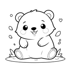 Vector illustration of a cute Bear doodle for kids colouring page