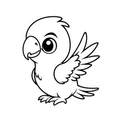 Cute vector illustration Parrot drawing for toddlers coloring activity