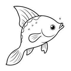 Vector illustration of a cute Catfish doodle colouring activity for kids