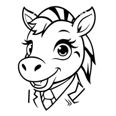Cute vector illustration Zebra for toddlers colouring page