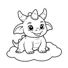 Vector illustration of a cute Triceratops drawing for kids colouring activity