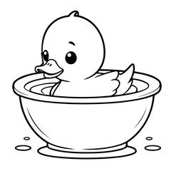 Simple vector illustration of Duck for children colouring activity