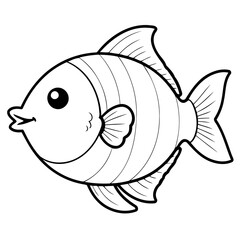 Simple vector illustration of Fish for toddlers colouring page