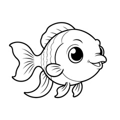 Cute vector illustration Goldfish doodle for kids colouring page