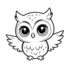 Cute vector illustration Owl for kids coloring activity page