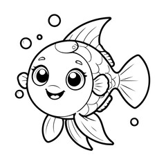 Obraz premium Vector illustration of a cute Tetra drawing for toddlers book