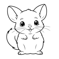 Simple vector illustration of Chinchilla drawing for kids colouring activity