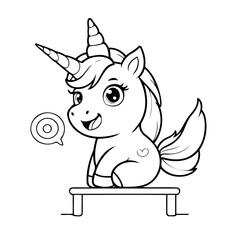 Simple vector illustration of Unicorn drawing for toddlers coloring activity