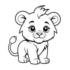 Simple vector illustration of Lion drawing for kids page