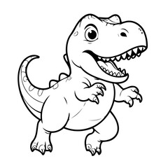Vector illustration of a cute Tyrannosaurus doodle drawing for kids page