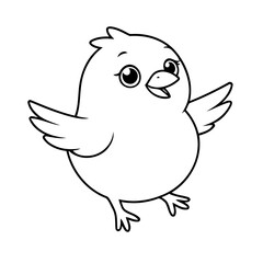 Vector illustration of a cute Bird doodle drawing for kids page