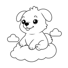 Vector illustration of a cute Dog doodle for toddlers coloring activity