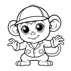 Cute vector illustration Monkey drawing for toddlers book