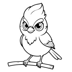 Vector illustration of a cute BlueJay drawing for colouring page