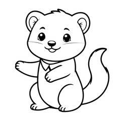 Vector illustration of a cute Ferret doodle for kids coloring worksheet
