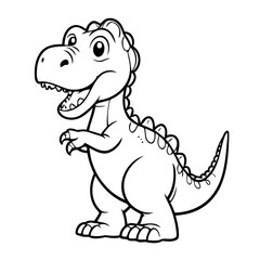 Vector illustration of a cute Allosaurus doodle drawing for kids page