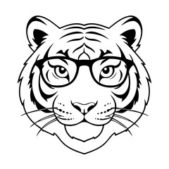 Cute vector illustration Tiger drawing for toddlers coloring activity