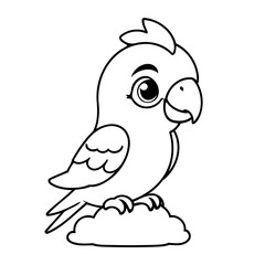 Simple vector illustration of Parrot drawing for toddlers coloring activity