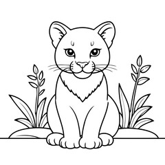 Vector illustration of a cute Puma drawing for kids colouring page