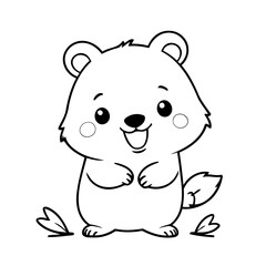 Cute vector illustration Quokka drawing for toddlers colouring page