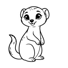 Vector illustration of a cute Meerkat doodle for toddlers colouring page