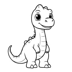 Vector illustration of a cute Brachiosaurus drawing for kids page