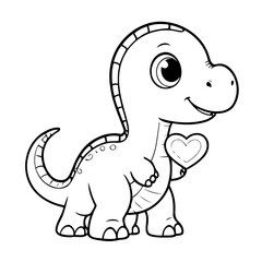 Cute vector illustration Brachiosaurus for kids coloring activity page