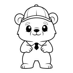 Simple vector illustration of Bear drawing colouring activity