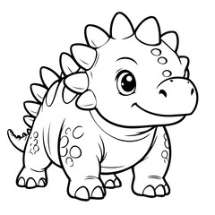Cute vector illustration Ankylosaurus for toddlers colouring page